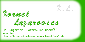 kornel lazarovics business card